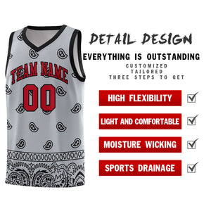 Custom Gray Black Personalized Cashew Pattern Sports Uniform Basketball Jersey