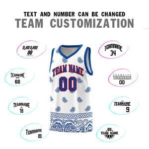 Custom White Royal Personalized Cashew Pattern Sports Uniform Basketball Jersey