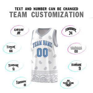 Custom White Gray Personalized Cashew Pattern Sports Uniform Basketball Jersey