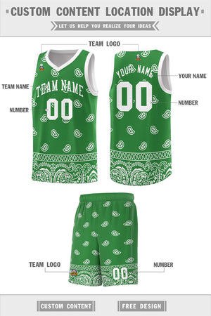 Custom Teal White Personalized Cashew Pattern Sports Uniform Basketball Jersey