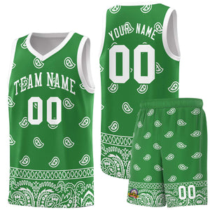 Custom Teal White Personalized Cashew Pattern Sports Uniform Basketball Jersey