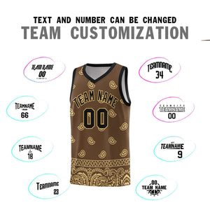 Custom Light Brown Khaki Personalized Cashew Pattern Sports Uniform Basketball Jersey