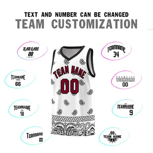 Custom White Black Personalized Cashew Pattern Sports Uniform Basketball Jersey