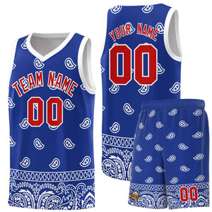 Custom Royal White Personalized Cashew Pattern Sports Uniform Basketball Jersey