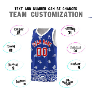 Custom Royal White Personalized Cashew Pattern Sports Uniform Basketball Jersey