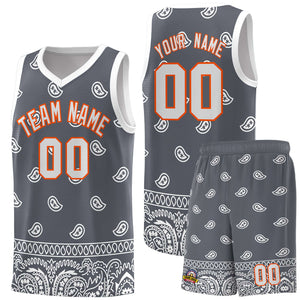 Custom Dark Gray White Personalized Cashew Pattern Sports Uniform Basketball Jersey