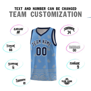 Custom Light Blue Gray Personalized Cashew Pattern Sports Uniform Basketball Jersey