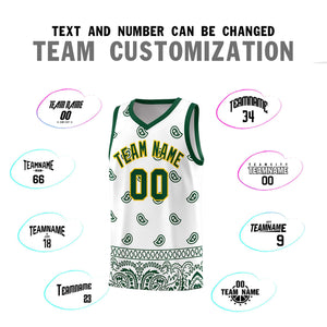 Custom Green White Personalized Cashew Pattern Sports Uniform Basketball Jersey