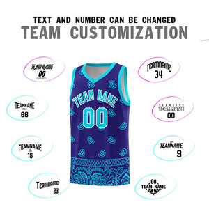 Custom Royal Bright Green Personalized Cashew Pattern Sports Uniform Basketball Jersey