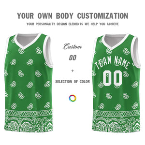 Custom Teal White Personalized Cashew Pattern Sports Uniform Basketball Jersey