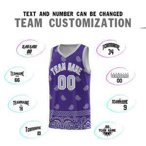 Custom Purple Gray Personalized Cashew Pattern Sports Uniform Basketball Jersey