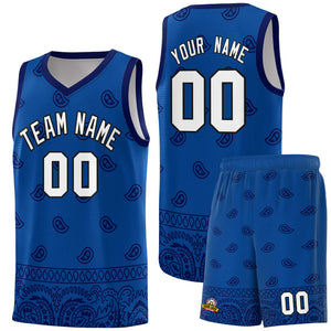 Custom Royal Navy Personalized Cashew Pattern Sports Uniform Basketball Jersey