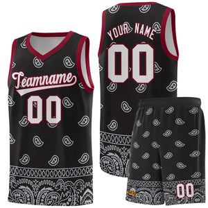 Custom Black Gray Personalized Cashew Pattern Sports Uniform Basketball Jersey