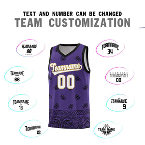 Custom Purple Black Personalized Cashew Pattern Sports Uniform Basketball Jersey