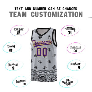 Custom Gray Black Personalized Cashew Pattern Sports Uniform Basketball Jersey