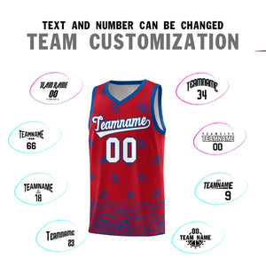 Custom Red Royal Personalized Cashew Pattern Sports Uniform Basketball Jersey