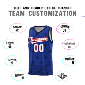 Custom Royal Navy Personalized Cashew Pattern Sports Uniform Basketball Jersey