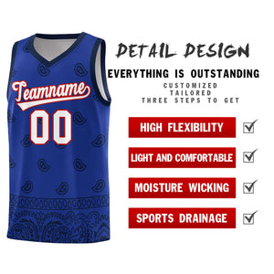 Custom Royal Navy Personalized Cashew Pattern Sports Uniform Basketball Jersey