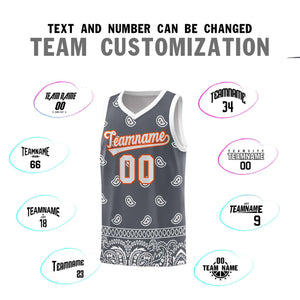 Custom Dark Gray White Personalized Cashew Pattern Sports Uniform Basketball Jersey