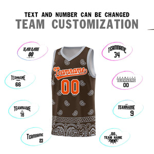 Custom Brown Gray Personalized Cashew Pattern Sports Uniform Basketball Jersey