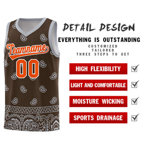 Custom Brown Gray Personalized Cashew Pattern Sports Uniform Basketball Jersey