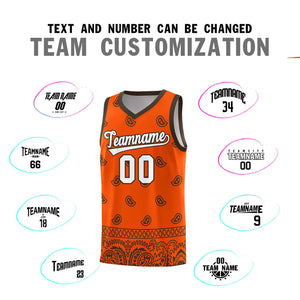 Custom Orange Brown Personalized Cashew Pattern Sports Uniform Basketball Jersey