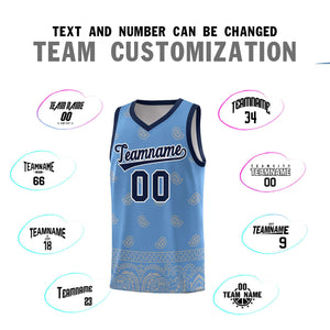 Custom Light Blue Gray Personalized Cashew Pattern Sports Uniform Basketball Jersey