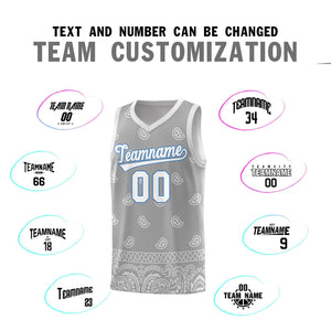 Custom Gray Light Gray Personalized Cashew Pattern Sports Uniform Basketball Jersey