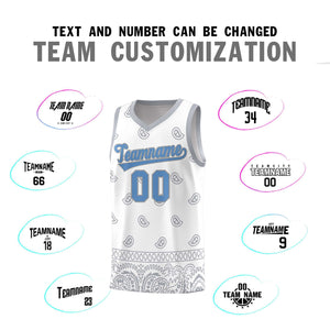 Custom White Gray Personalized Cashew Pattern Sports Uniform Basketball Jersey