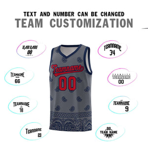 Custom Dark Gray Navy Personalized Cashew Pattern Sports Uniform Basketball Jersey