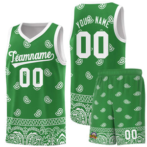 Custom Teal White Personalized Cashew Pattern Sports Uniform Basketball Jersey