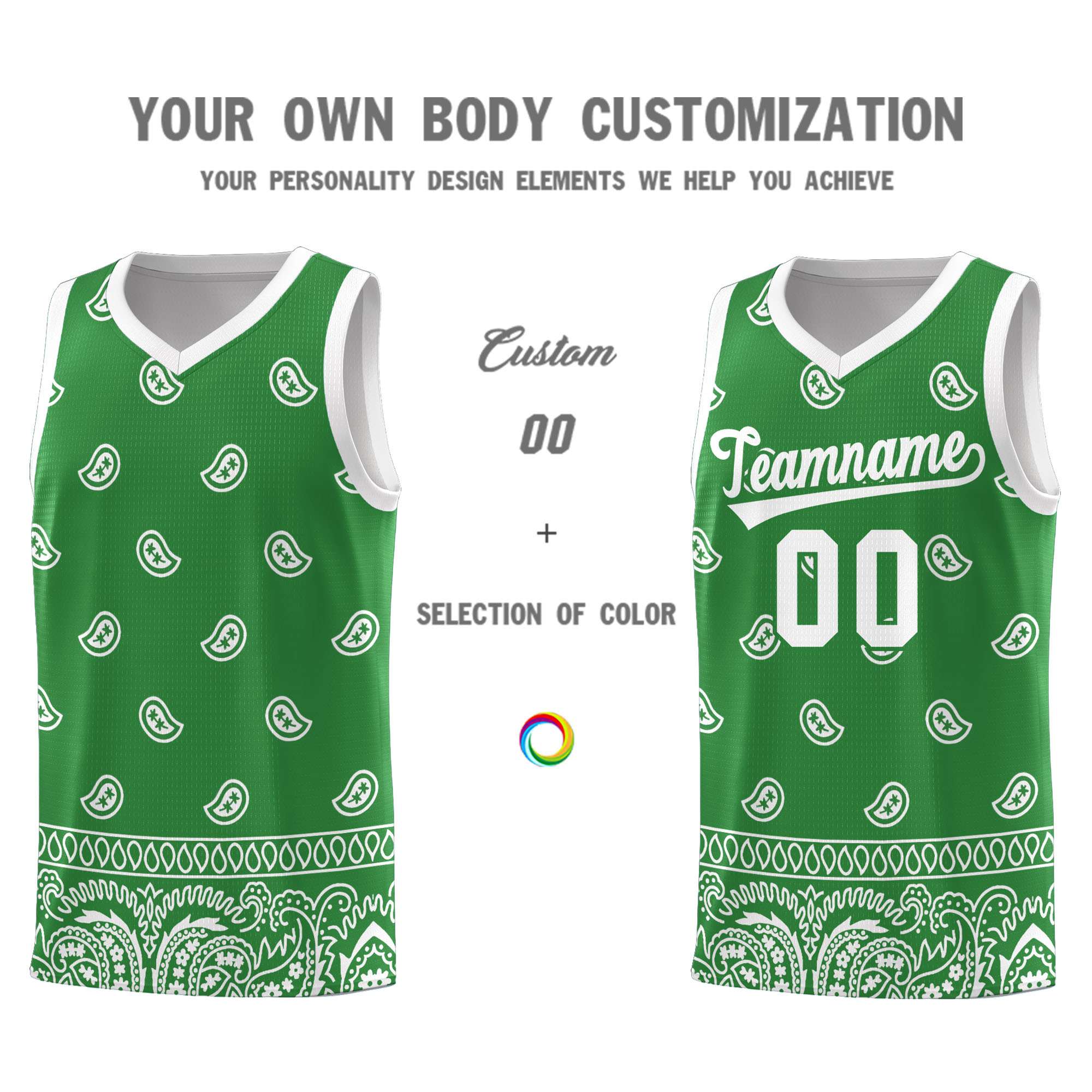 Custom Teal White Personalized Cashew Pattern Sports Uniform Basketball Jersey