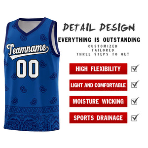 Custom Royal Navy Personalized Cashew Pattern Sports Uniform Basketball Jersey