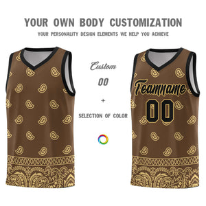 Custom Light Brown Khaki Personalized Cashew Pattern Sports Uniform Basketball Jersey