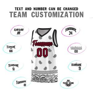 Custom White Black Personalized Cashew Pattern Sports Uniform Basketball Jersey