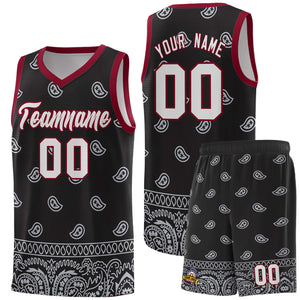 Custom Black Gray Personalized Cashew Pattern Sports Uniform Basketball Jersey