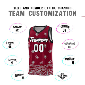 Custom Crimson Gray Personalized Cashew Pattern Sports Uniform Basketball Jersey