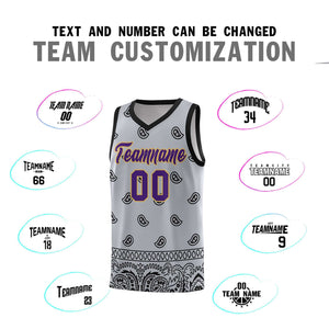 Custom Gray Black Personalized Cashew Pattern Sports Uniform Basketball Jersey