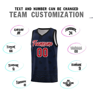 Custom Navy Black Personalized Cashew Pattern Sports Uniform Basketball Jersey