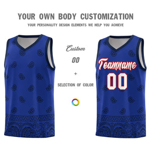 Custom Royal Navy Personalized Cashew Pattern Sports Uniform Basketball Jersey