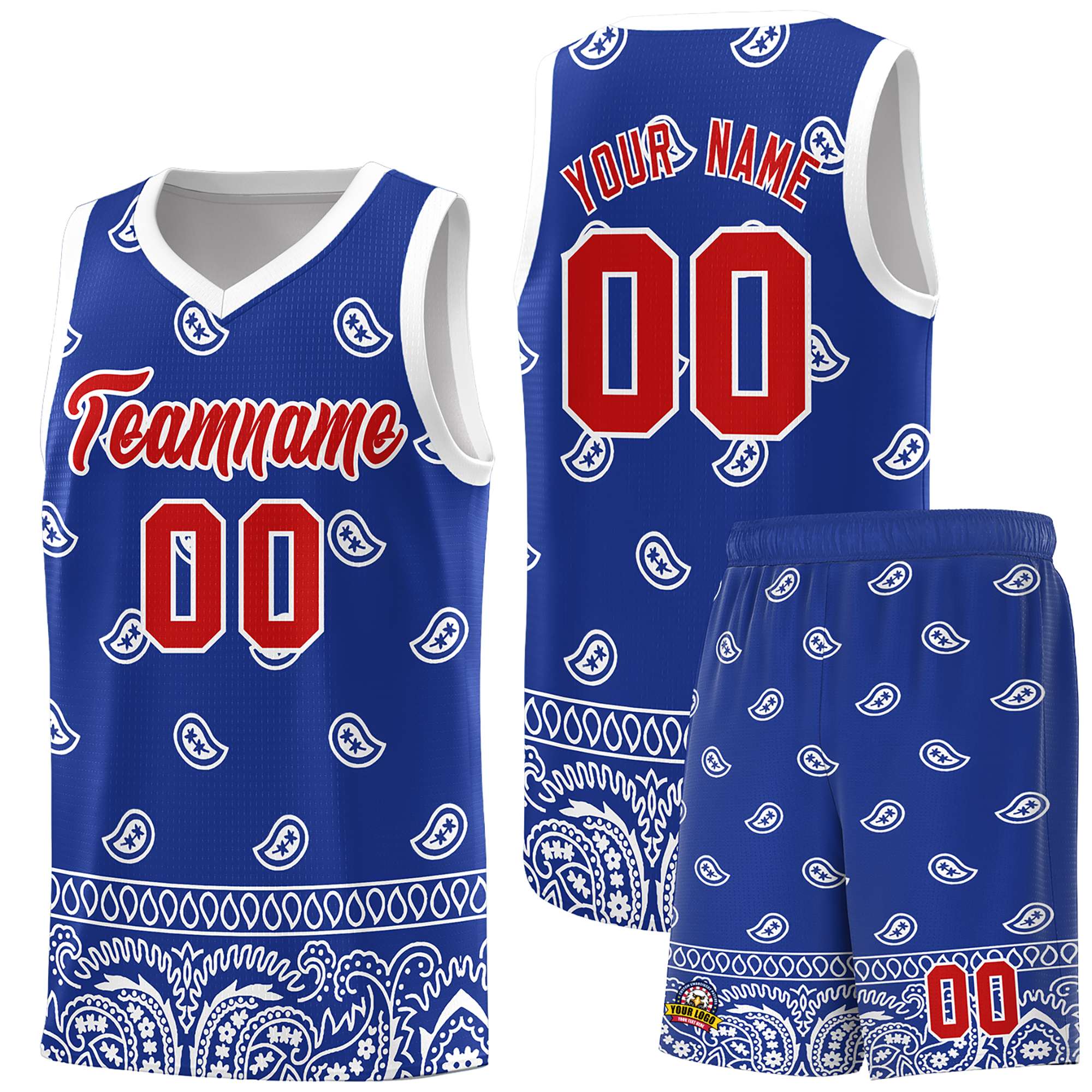 Custom Royal White Personalized Cashew Pattern Sports Uniform Basketball Jersey