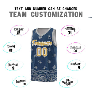 Custom Midnight Blue Gray Personalized Cashew Pattern Sports Uniform Basketball Jersey