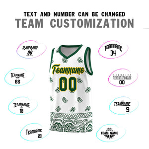 Custom Green White Personalized Cashew Pattern Sports Uniform Basketball Jersey