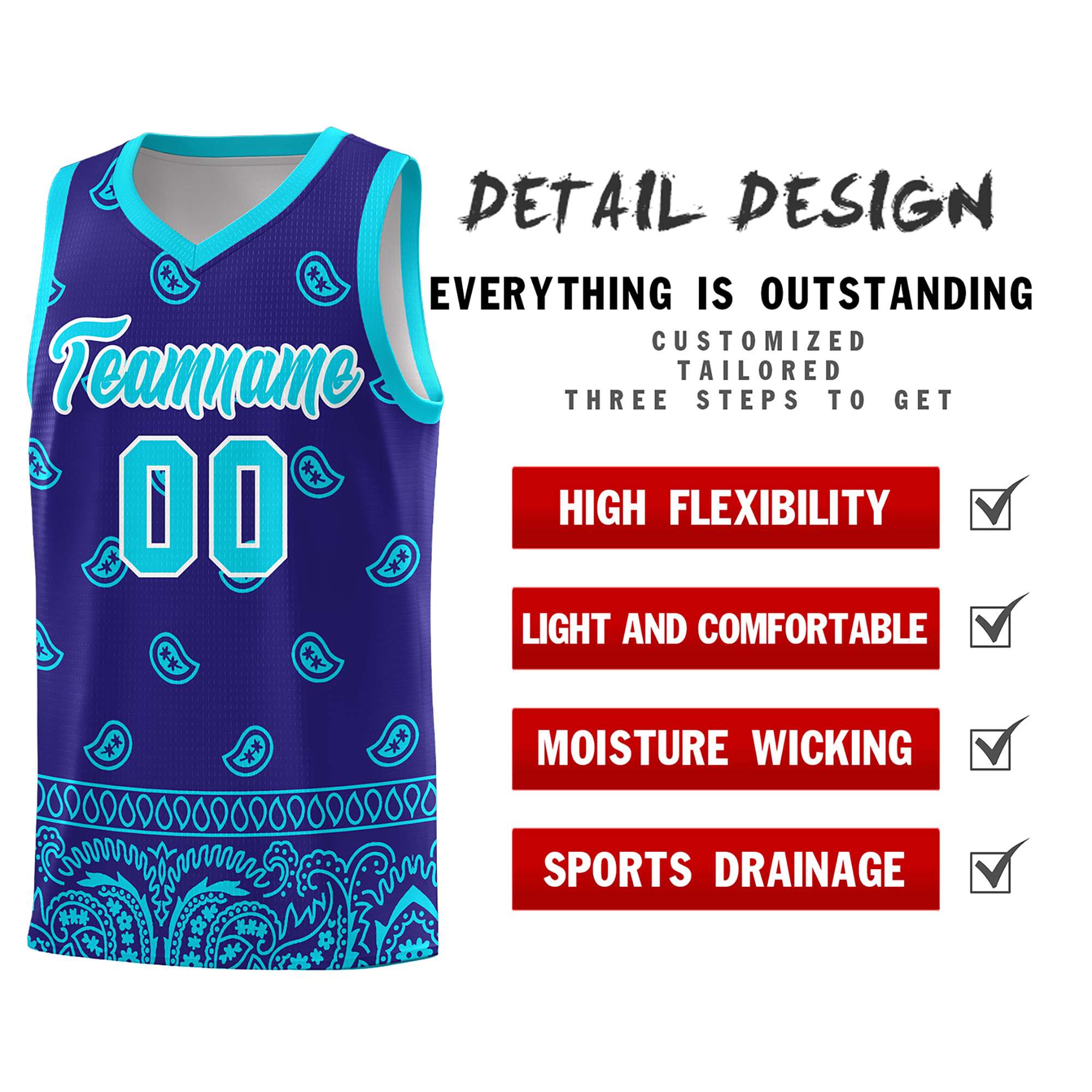 Custom Royal Bright Green Personalized Cashew Pattern Sports Uniform Basketball Jersey