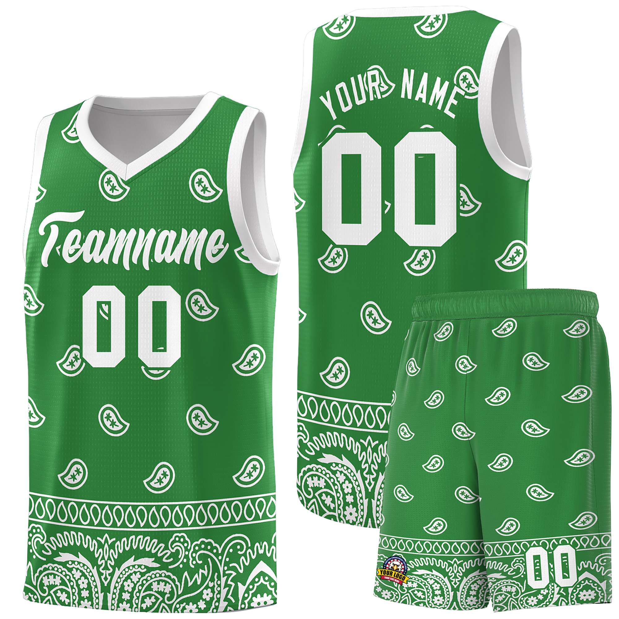 Custom Teal White Personalized Cashew Pattern Sports Uniform Basketball Jersey