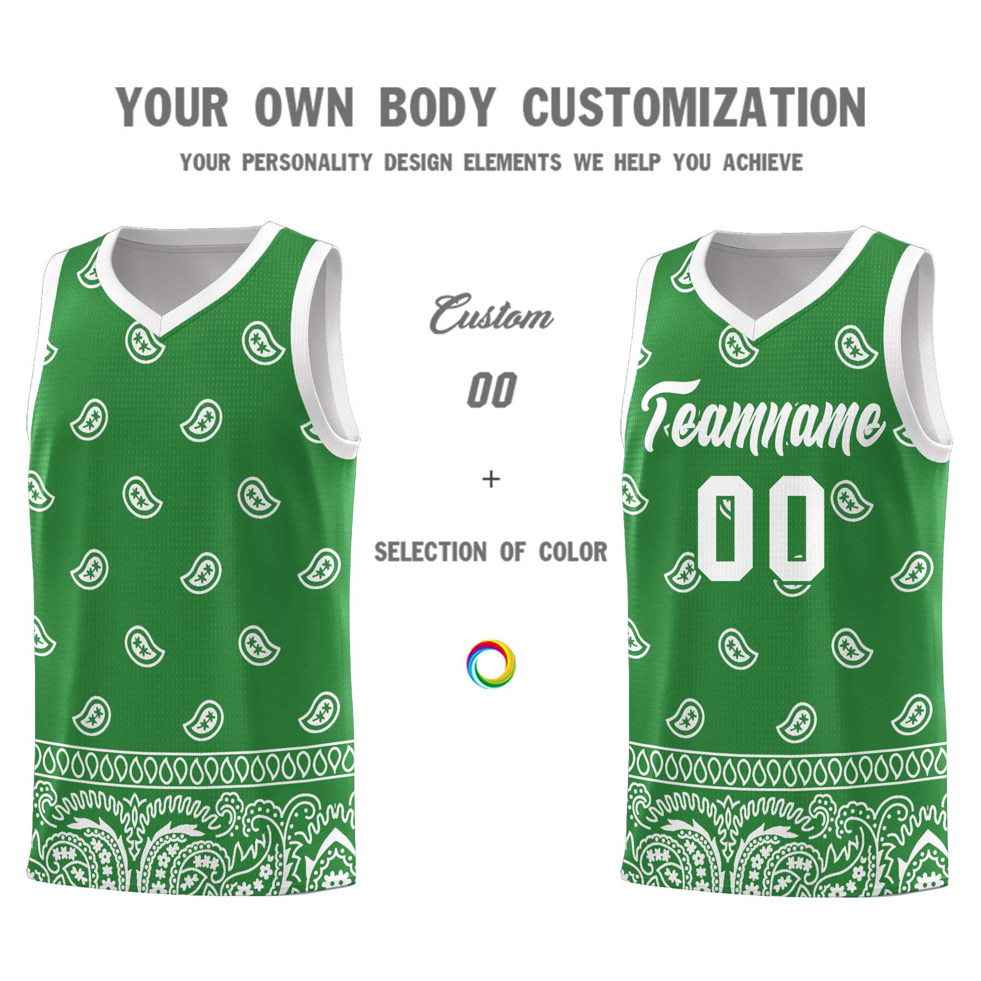 Custom Teal White Personalized Cashew Pattern Sports Uniform Basketball Jersey