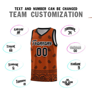 Custom Texas Orange Black Personalized Cashew Pattern Sports Uniform Basketball Jersey