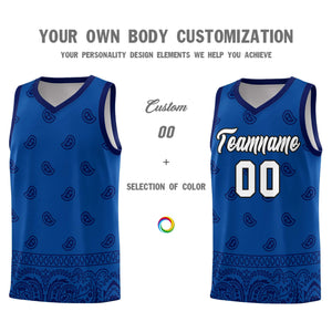 Custom Royal Navy Personalized Cashew Pattern Sports Uniform Basketball Jersey