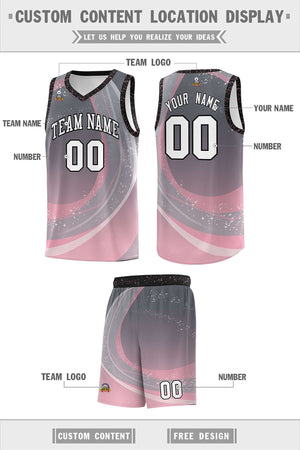 Custom Dark Gray Light Pink Personalized Galaxy Graffiti Pattern Sports Uniform Basketball Jersey