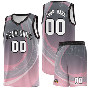 Custom Dark Gray Light Pink Personalized Galaxy Graffiti Pattern Sports Uniform Basketball Jersey